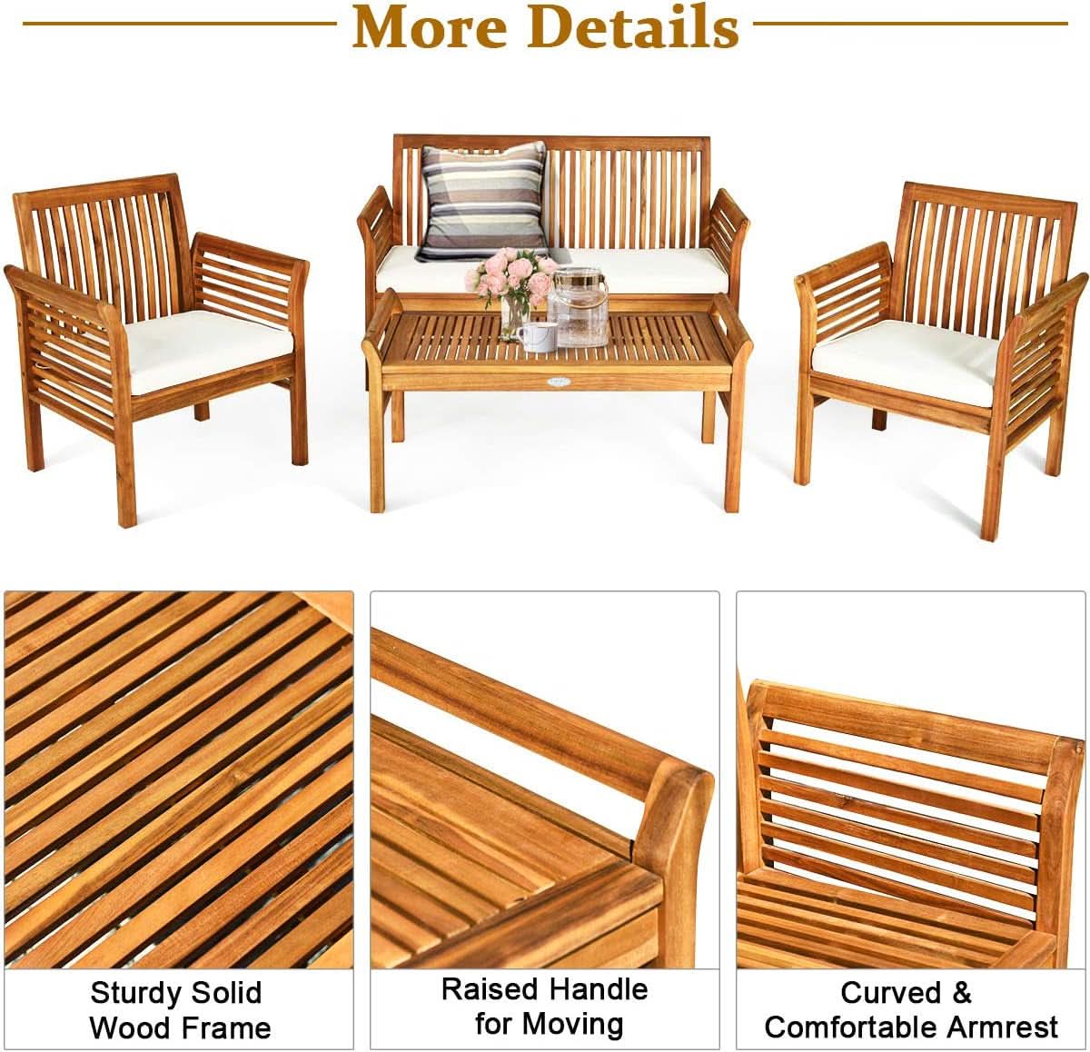 Acacia Outdoor Sofa Set with Coffee Table