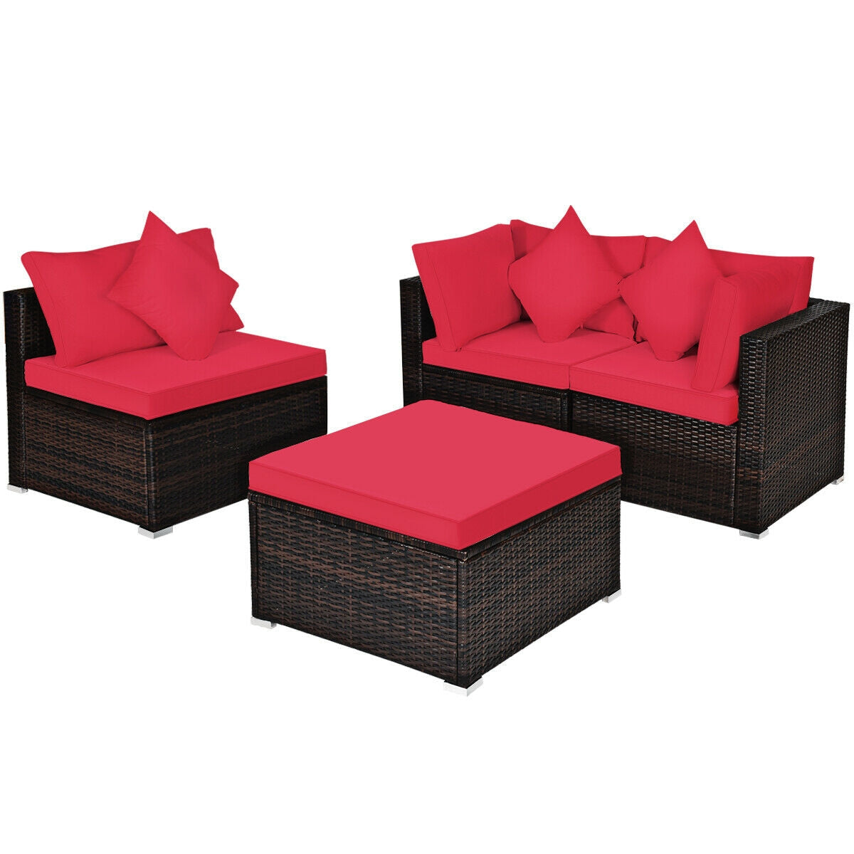 4-Piece Rattan Patio Furniture Set with Cushions