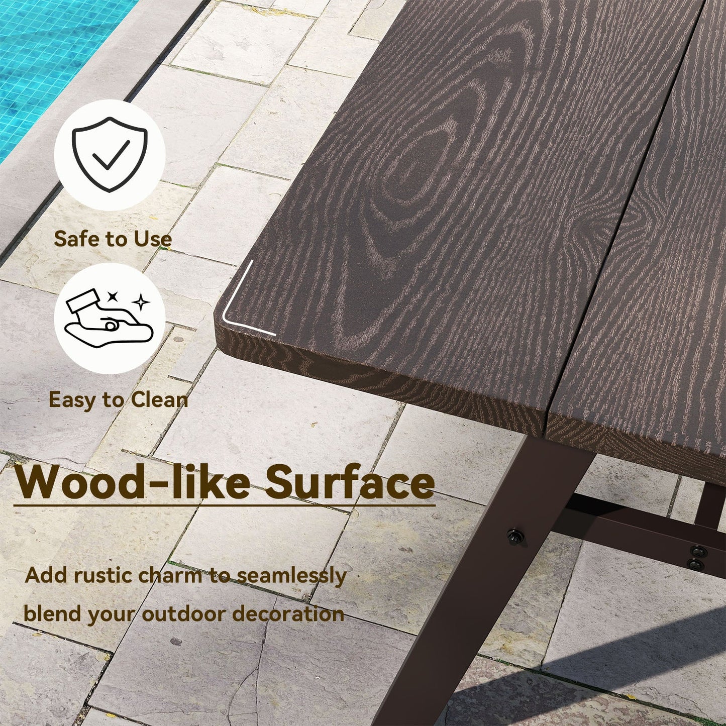 Outdoor Dining Table for 6 with Umbrella Hole