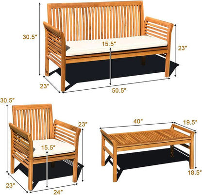 Acacia Outdoor Sofa Set with Coffee Table