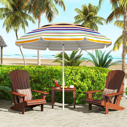 6.5 Feet Beach Umbrella with Upf50+ Sun Protection and Push Button Tilt-colorful