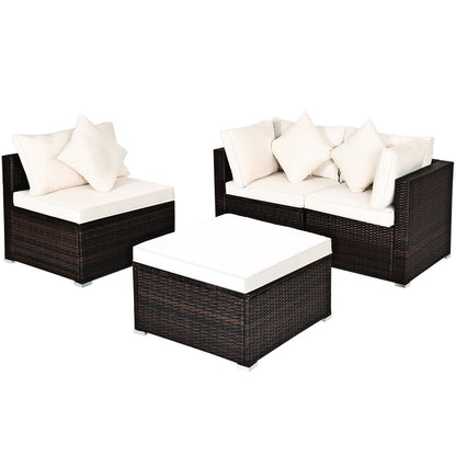4-Piece Rattan Patio Furniture Set with Cushions