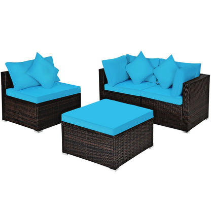 4-Piece Rattan Patio Furniture Set with Cushions