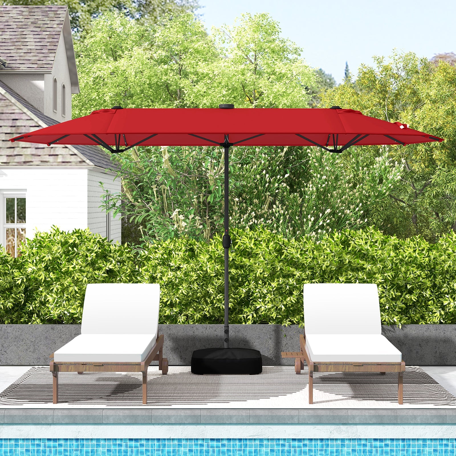 13ft Double-Sided Solar Patio Umbrella