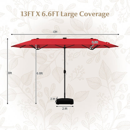 13ft Double-Sided Solar Patio Umbrella