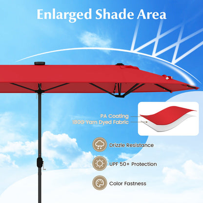 13ft Double-Sided Solar Patio Umbrella