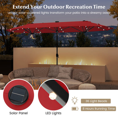 13ft Double-Sided Solar Patio Umbrella