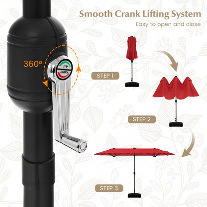 13ft Double-Sided Solar Patio Umbrella