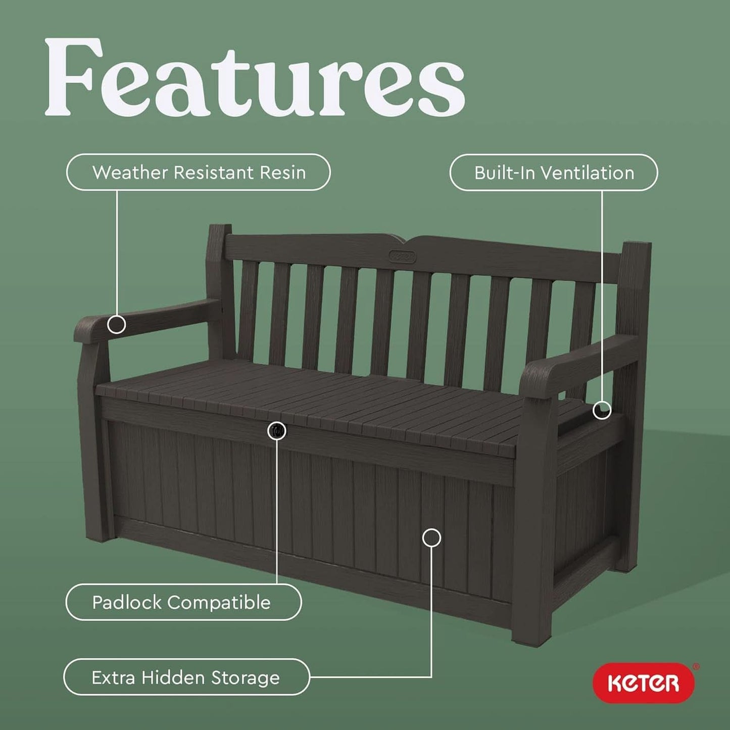 70 Gallon Outdoor Storage Bench Box for Garden Tools