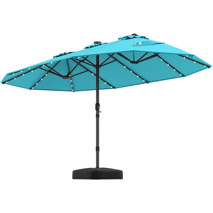 15 Feet Double-sided Patio Umbrella with 48 LED Lights
