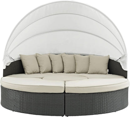 Inviting Outdoor Patio Sunbrella Sectional Daybed with Canopy