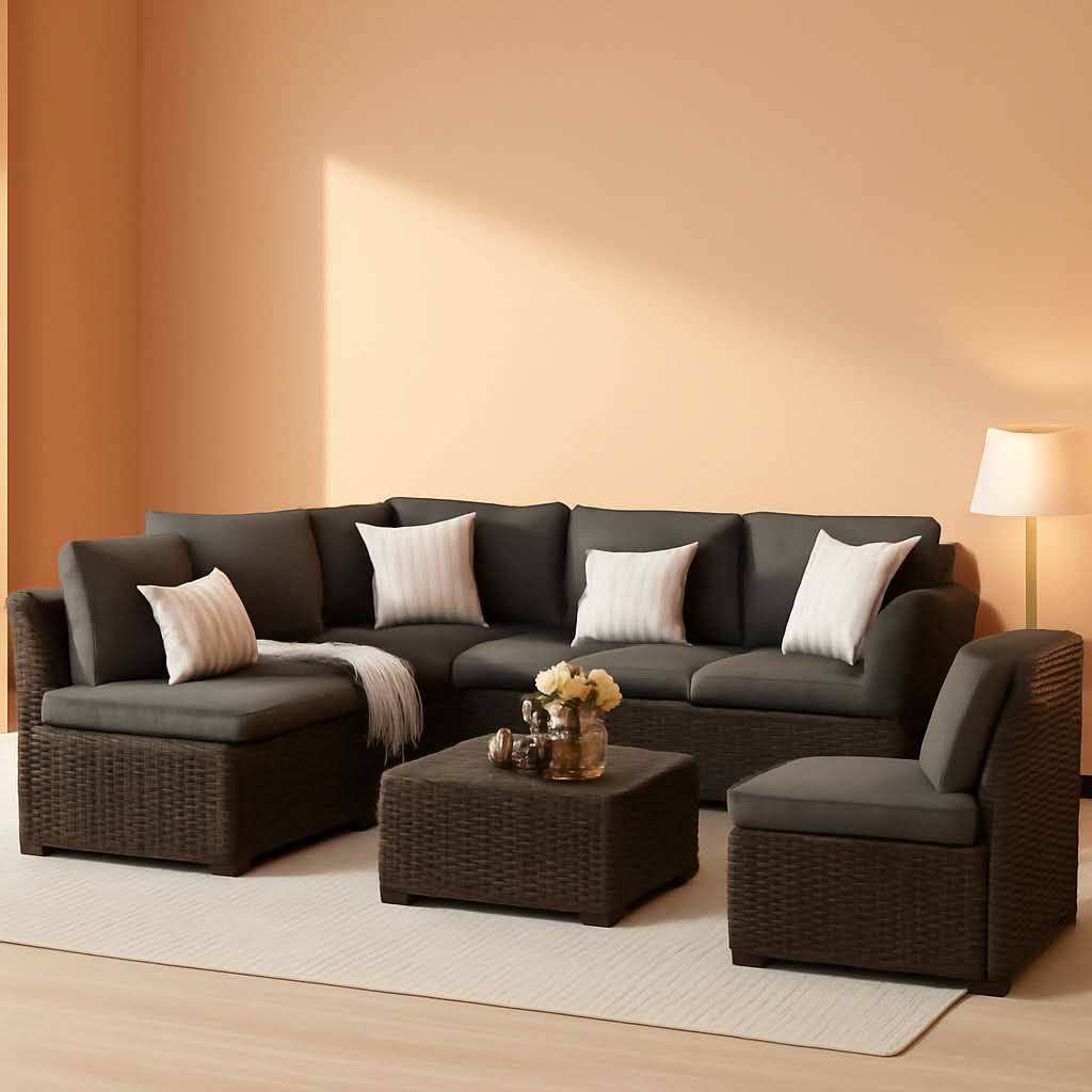 7 Piece Outdoor Sectional Patio Set with Waterproof Cover