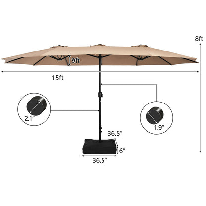 Double-Sided Patio Umbrella with Base