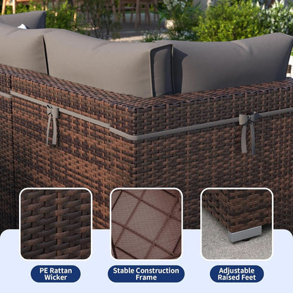 7 Piece Outdoor Sectional Patio Set with Waterproof Cover
