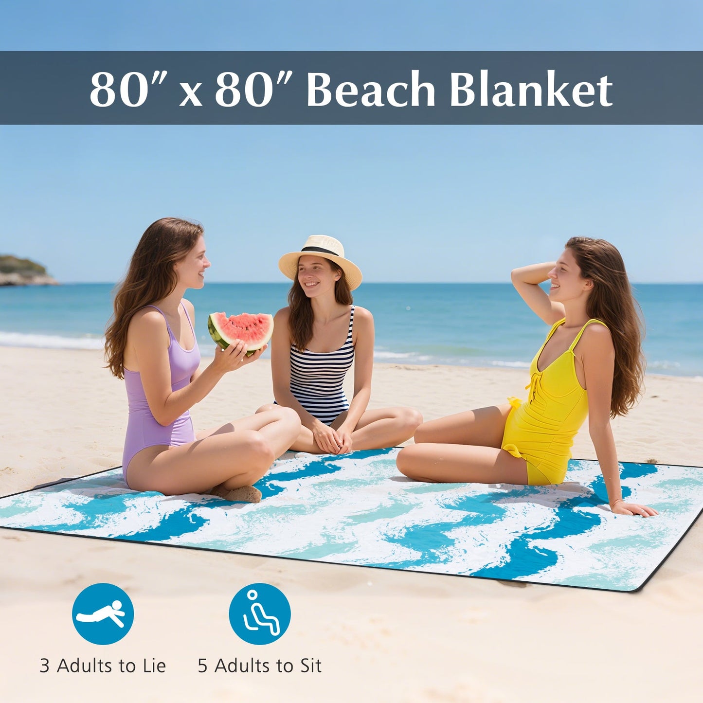 Beach Umbrella Set with Two Folding Chairs and Picnic Blanket