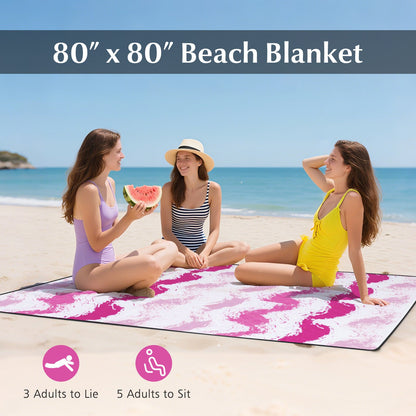 Beach Umbrella Set with Two Folding Chairs and Picnic Blanket