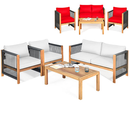 4-Piece Outdoor Patio Furniture Set with Cushions