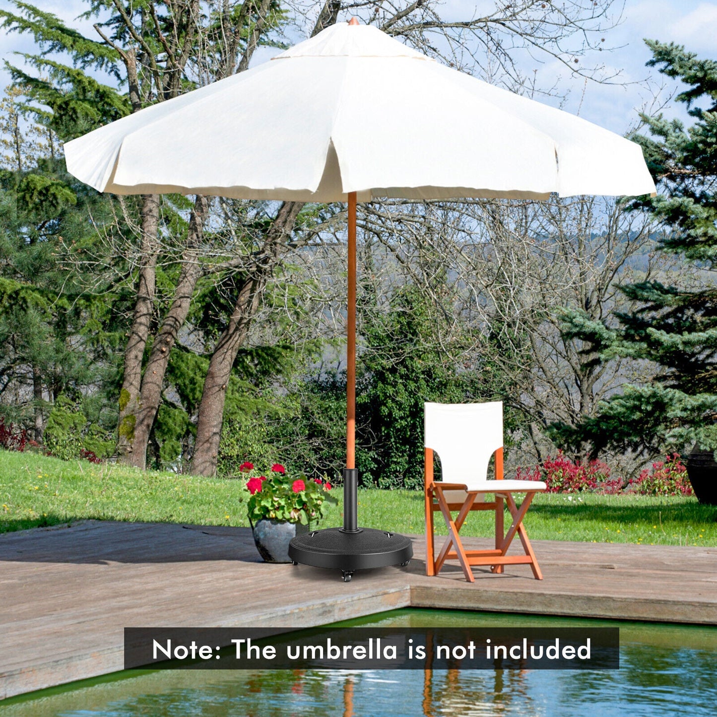 51 Lb Outdoor Umbrella Base with Wheels