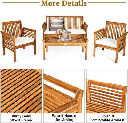 Acacia Outdoor Sofa Set with Coffee Table