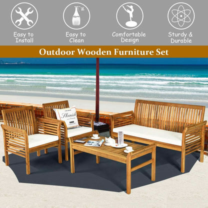 Acacia Outdoor Sofa Set with Coffee Table