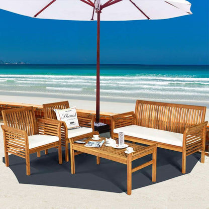 Acacia Outdoor Sofa Set with Coffee Table