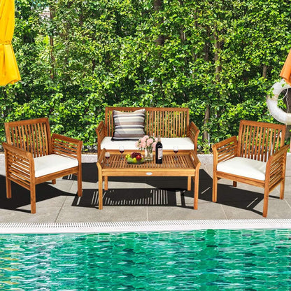 Acacia Outdoor Sofa Set with Coffee Table