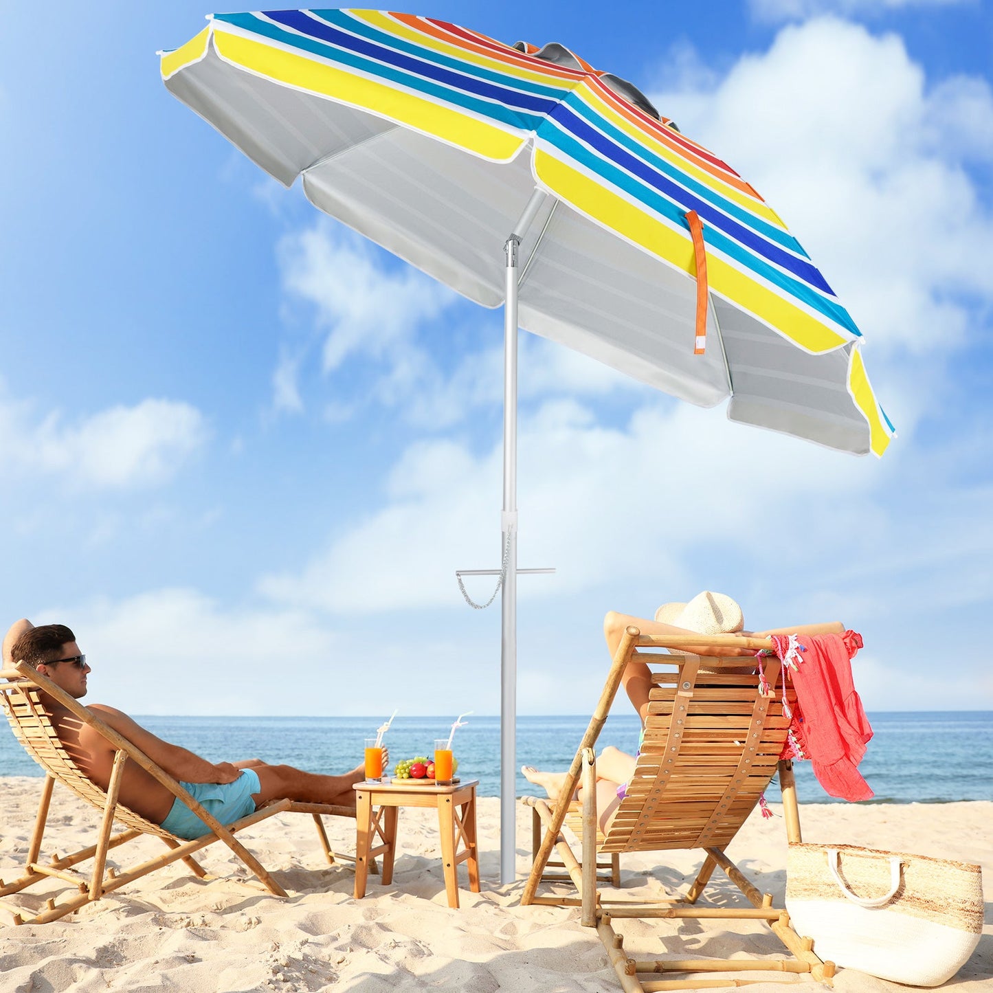 6.5 Feet Beach Umbrella with UPF 50+ Protection
