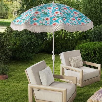 Fringed Beach Umbrella with Tilt