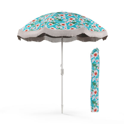 Fringed Beach Umbrella with Tilt