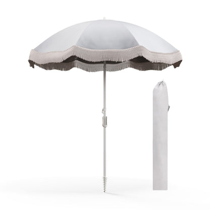 Fringed Beach Umbrella with Tilt