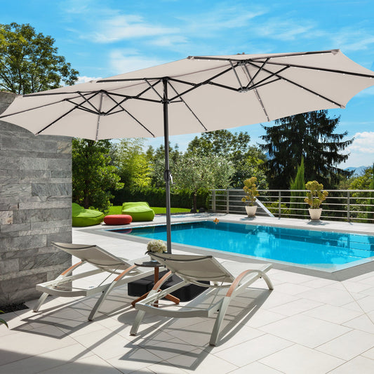 15 Feet Double-sided Patio Umbrella with 48 LED Lights