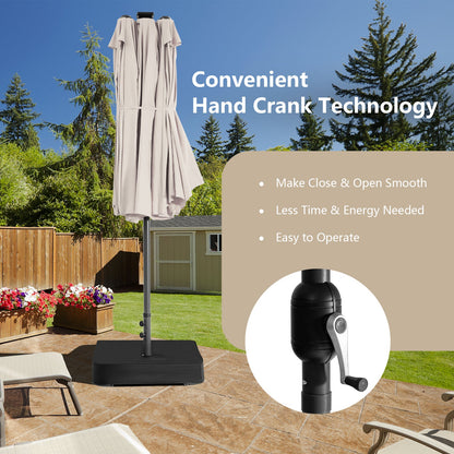 15 Feet Double-sided Patio Umbrella with 48 LED Lights