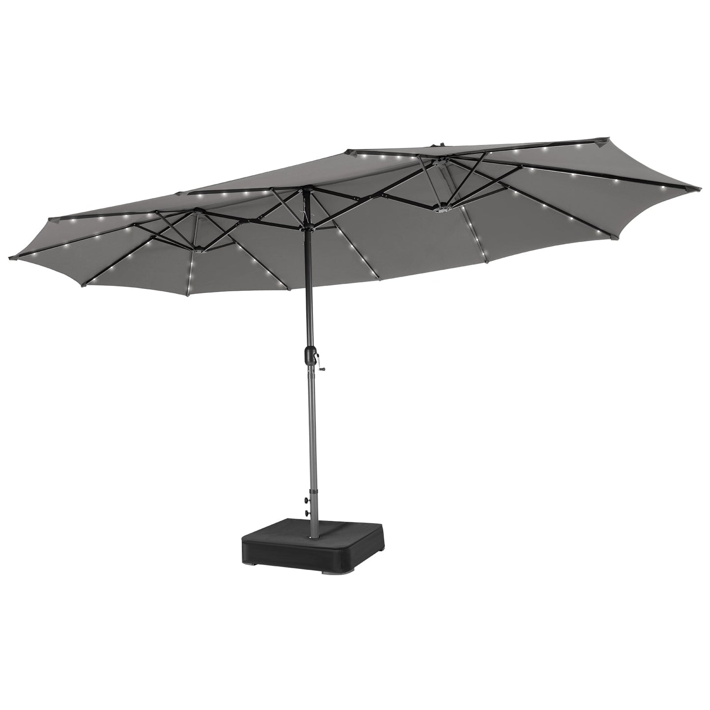 15 Feet Double-sided Patio Umbrella with 48 LED Lights
