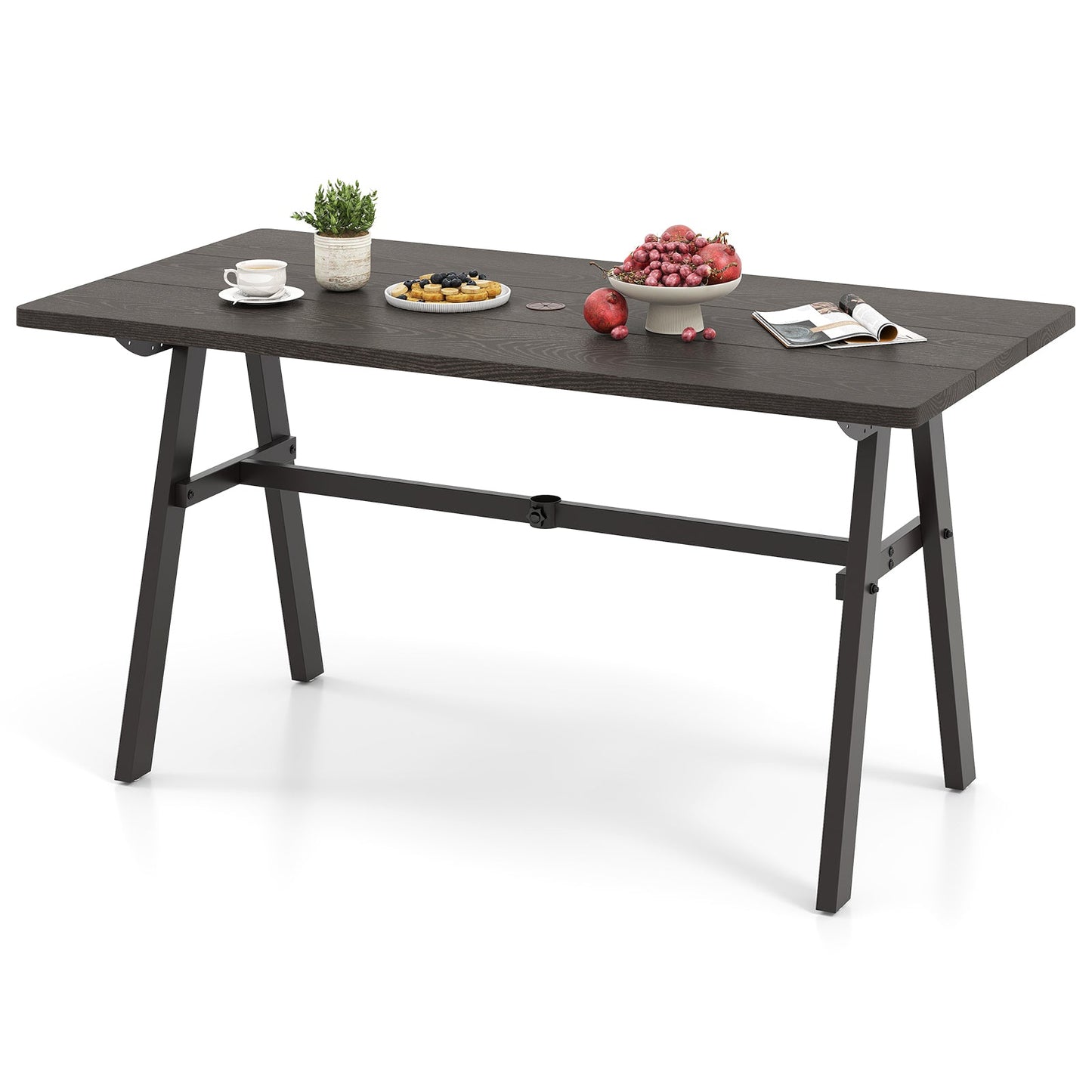 Outdoor Dining Table for 6 with Umbrella Hole