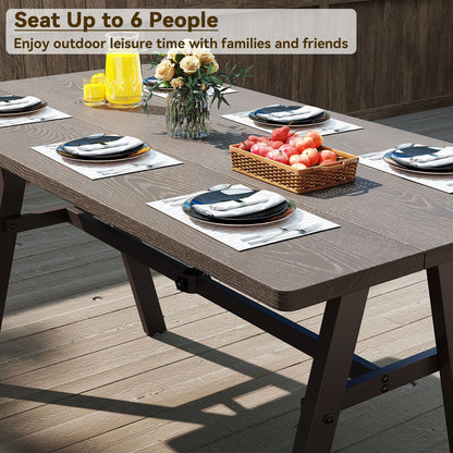 Outdoor Dining Table for 6 with Umbrella Hole