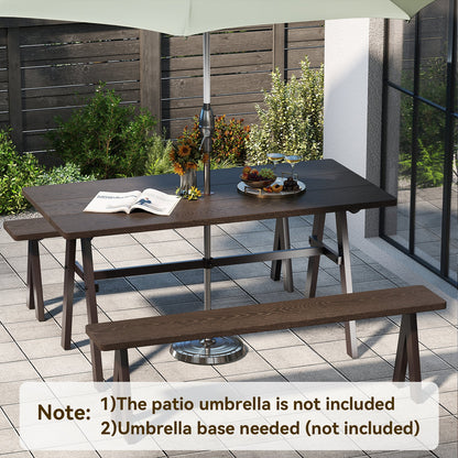 Outdoor Dining Table for 6 with Umbrella Hole