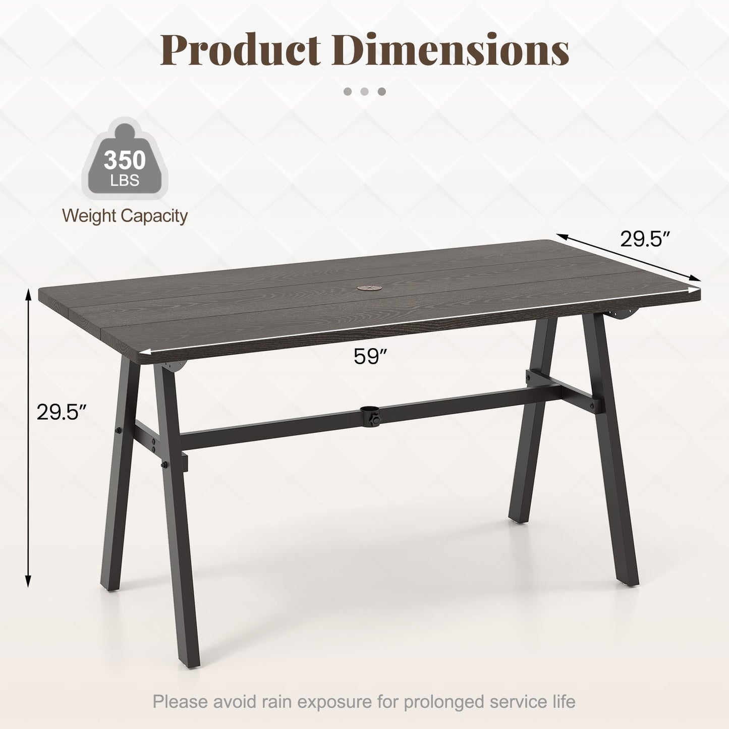 Outdoor Dining Table for 6 with Umbrella Hole