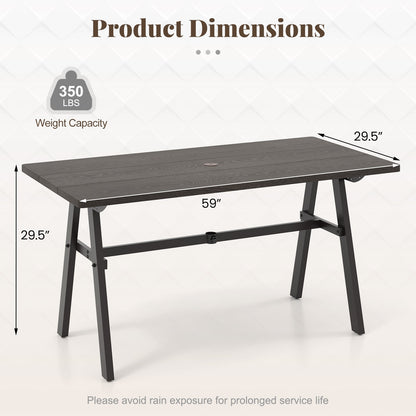 Outdoor Dining Table for 6 with Umbrella Hole