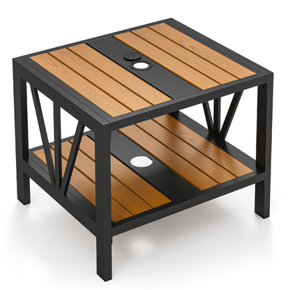 Outdoor Side Table with Umbrella Hole