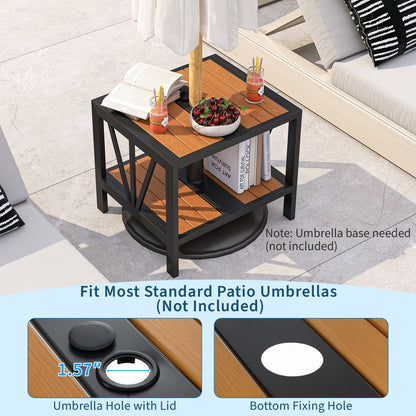 Outdoor Side Table with Umbrella Hole