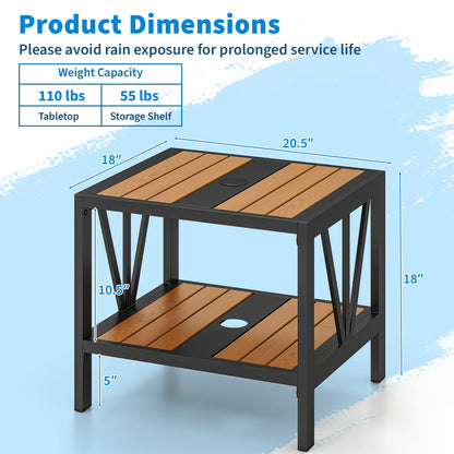 Outdoor Side Table with Umbrella Hole