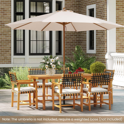 Outdoor Wooden Dining Table with Umbrella Hole