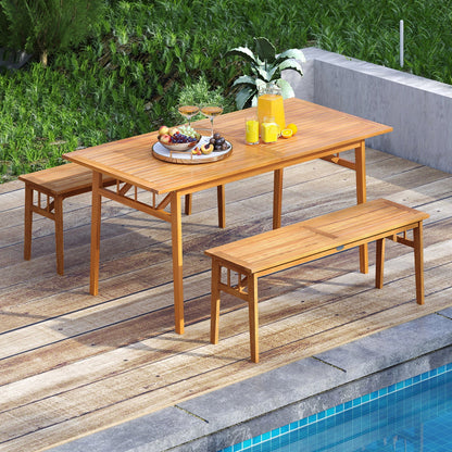 Outdoor Wooden Dining Table with Umbrella Hole