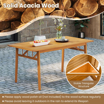 Outdoor Wooden Dining Table with Umbrella Hole