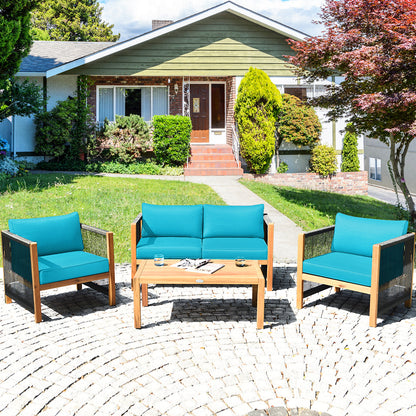 4-Piece Outdoor Patio Furniture Set with Cushions