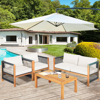 4-Piece Outdoor Patio Furniture Set with Cushions