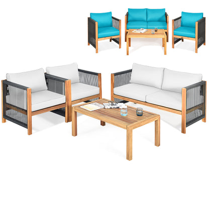 4-Piece Outdoor Patio Furniture Set with Cushions