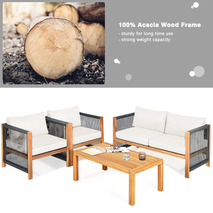 4-Piece Outdoor Patio Furniture Set with Cushions