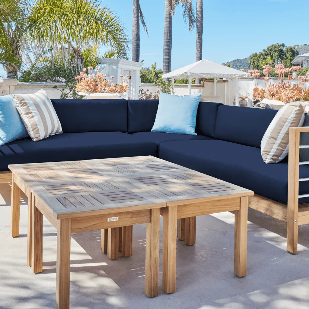 SoHo Teak Patio Sectional Sofa with Sunbrella Cushion