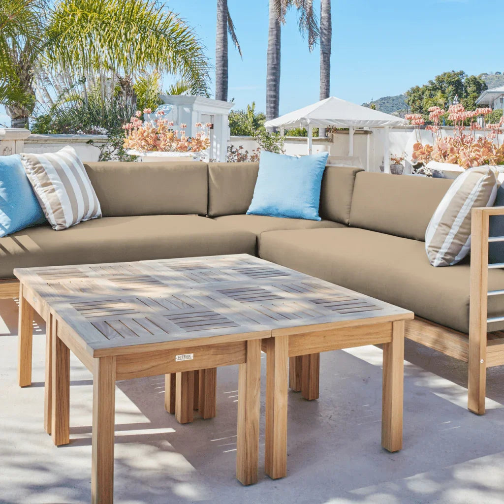 SoHo Teak Patio Sectional Sofa with Sunbrella Cushion